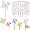 150 Pcs DIY Paper Pinwheels for Kids Bulk Fall Summer Craft Kits White Blank Paper Pinwheels for Girl Boy School Group Activities Daycare Home Graffiti Art Craft Party Halloween Christmas (5.12 Inch) view 1