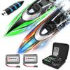 BEZGAR Remote Control Boat, 2 Pack12 inch RC Boat with Case Auto-Flip, 30 KPH Fast Speed, 8-Shaped Mode & LED Lights  Waterproof Racing Boats for Pools, Lakes, Oceans (Adults & Teens) view 1