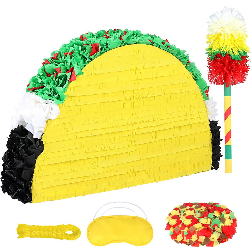 27" Large Taco Piata for Birthday Party Decoration Vibrant Cinco de Mayo, Taco Bout a Party, Mexican Theme Bash Taco Tuesday