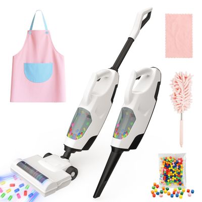 SMILESSKIDDO Kids Vacuum That Really Works - Toddler Toy Vacuum with 2 Nozzles & 5 Cleaning Set Accessories, Sound and Ball Popping Action, Pretend Play Housekeeping Toys Gifts for Girls & Boys