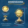 5.10" Nautical Brass Armillary Sphere World Globe with Light Lime Green Map, Jet Black Wooden Base  Elegant, Durable Decor for Home or Office view 2