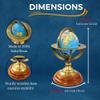 5.10" Nautical Brass Armillary Sphere World Globe with Aqua Blue Map, Brown Wooden Base  Elegant, Durable Decor for Home or Office view 2