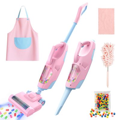 SMILESSKIDDO Kids Vacuum That Really Works - Toddler Toy Vacuum with 2 Nozzles & 5 Cleaning Set Accessories, Sound and Ball Popping Action, Pretend Play Housekeeping Toys Gifts for Girls & Boys