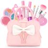 Kids Real Makeup Kit for Girls - 18Pcs Non-Toxic Washable Make Up Toys with Initial Toddler Purse - Personalized Birthday Gifts for Age 3 4 5 6 7 8 9 10 Years Old Girls Vanity Set - V view 1