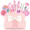 Kids Real Makeup Kit for Girls - 18Pcs Non-Toxic Washable Make Up Toys with Initial Toddler Purse - Personalized Birthday Gifts for Age 3 4 5 6 7 8 9 10 Years Old Girls Vanity Set - R view 1