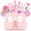 Valentines Day Gifts for Kids Real Makeup Kit for Girls - 18Pcs Non-Toxic Washable Make Up Toys with Initial Toddler Purse - Birthday Gifts for Age 3 4 5 6 7 8 9 10 Years Old Vanity Set - A view 1