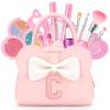 Kids Real Makeup Kit for Girls - 18Pcs Non-Toxic Washable Make Up Toys with Initial Toddler Purse - Personalized Birthday Gifts for Age 3 4 5 6 7 8 9 10 Years Old Girls Vanity Set - C view 1