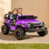 Outfunny 2 Seater Ride on Car Toy, 12V Electric Car for Kids 4-8 with Remote Control, Capacity 150 lb, LED Light - Purple view 2
