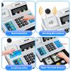 Calculator Cash Register Toy Gift for Kids Age 3, 4, 5, 6, 7, 8+ Year Old, 103 Pcs Pretend Grocery Store Playset with Toy Cash, Microphone, Credit Card, Play Cash Register for Toddlers 4-8, Silvery view 3
