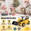 Costzon Ride On Bulldozer, Sit and Scoot Ride on Push Car for Toddlers with Helmet, Front Loader Shovel & Engine Sound, Under-seat Storage, Anti-Rollover Device, Kids Construction Truck, Gift view 2