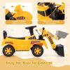 Costzon Ride On Bulldozer, Sit and Scoot Ride on Push Car for Toddlers with Helmet, Front Loader Shovel & Engine Sound, Under-seat Storage, Anti-Rollover Device, Kids Construction Truck, Gift view 3