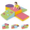 HONEY JOY Toddler Climbing Toys Indoor, 6-Piece Soft Climbing Foam Block Activity Play Structure, Gym Equipment for Child Development, Waterproof & Easy to Clean Climb and Crawl Playset, Macaron view 1