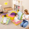 HONEY JOY Toddler Climbing Toys Indoor, 6-Piece Soft Climbing Foam Block Activity Play Structure, Gym Equipment for Child Development, Waterproof & Easy to Clean Climb and Crawl Playset, Macaron view 2