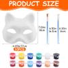 Bibabala 10Pcs Cat Masks,White Therian Masks Set with Paintbrush Acrylic paint,White Cat Mask Painting,Masquerade Mask,Unpainted Face Cover for DIY Paint Carnival Cosplay Halloween Party view 2
