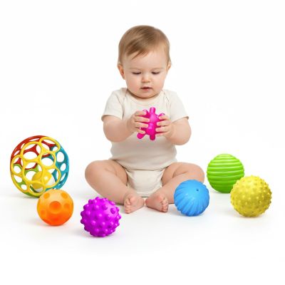 Baby Toys 6-12 Months, Sensory Textured Balls for Toddlers 1-3 Soft, Colorful Infant Rattle Teething Toys 3-6 Months Easy Grasp, Montessori Gift Sets 7-Pieces for Newborn Boys & Girls
