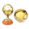 5.10" Nautical Brass Armillary Sphere World Globe with Light Lime Green Map, Natural Brown Wooden Base Elegant, Durable Decor for Home or Office view 1
