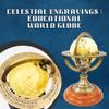 5.10" Nautical Brass Armillary Sphere World Globe with Light Lime Green Map, Natural Brown Wooden Base Elegant, Durable Decor for Home or Office view 3