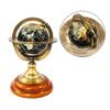 5.10" Nautical Brass Armillary Sphere World Globe with Jet Black Map, Brown Wooden Base  Elegant, Durable Decor for Home or Office view 1