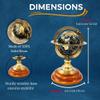 5.10" Nautical Brass Armillary Sphere World Globe with Jet Black Map, Brown Wooden Base  Elegant, Durable Decor for Home or Office view 2