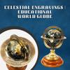 5.10" Nautical Brass Armillary Sphere World Globe with Jet Black Map, Brown Wooden Base  Elegant, Durable Decor for Home or Office view 4