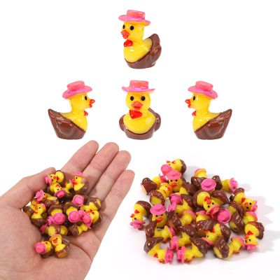 25pcs Mini Resin Cowboy Ducks, Tiny Small Cowboy Sheriff Resin Duck Figurine Miniature Garden Decor for Home Office Car Dashboard Decor Festive Gift (Pink)