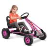HOMGX Pedal Go Kart, Outdoor Kids Off-Road Go Kart with 2-Position Adjustable Bucket Seat, 2 Safety Brakes, EVA Rubber Tires, Pedal Powered Ride On Kart for Boys & Girls 3-5 (Pink) view 1