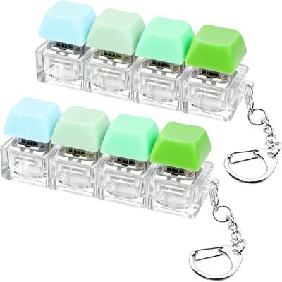 2 PCS Keyboard Fidget Toy, Keyboard Fidget Keychain 4-in-1 Keyboard Decompression Button Finger Clicker Toys, Button Stress Relief Fidget Gifts to Relief Stress (Fours Colors-Green)