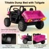 GLACER 2 Seater Ride on Car with Remote Control, 24V Electric Dump Truck UTV for Kids with Dump Bed, Shovel, Spring Suspensions, Bluetooth& Music Play, Ride on Dump Truck for Boys Girls (Pink, 24V) view 2