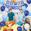 10th Birthday Decorations, Dark Happy Birthday Party Decorations With Number 10 Balloons Metallic Gold Pearl White Light Blue Fringe Curtain Banner Cake Topper For Boy Girl Party Supplies view 4