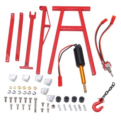 Alomejor RC Engine Crane Jack Electric Model Car Crane Strong Metal Texture Vivid RC Remote Control Vehicles Accessories for Lifting Motor Drive Mode (Red)