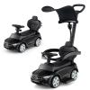 Costzon Push Car for Toddlers, 3 in 1 Mercedes Benz Stroller Sliding Walking Car w/Canopy, Handle, Safety Bar, Horn Sound, Underneath Storage, Foot-to-Floor Ride On Toy for Boys & Girls (Black) view 1