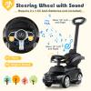 Costzon Push Car for Toddlers, 3 in 1 Mercedes Benz Stroller Sliding Walking Car w/Canopy, Handle, Safety Bar, Horn Sound, Underneath Storage, Foot-to-Floor Ride On Toy for Boys & Girls (Black) view 3