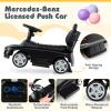Costzon Push Car for Toddlers, 3 in 1 Mercedes Benz Stroller Sliding Walking Car w/Canopy, Handle, Safety Bar, Horn Sound, Underneath Storage, Foot-to-Floor Ride On Toy for Boys & Girls (Black) view 4