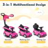 Costzon Push Car for Toddlers, 3 in 1 Mercedes Benz Stroller Sliding Walking Car w/Canopy, Handle, Safety Bar, Horn Sound, Underneath Storage, Foot-to-Floor Ride On Toy for Boys & Girls (Pink) view 2