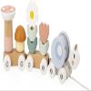 Janod Snail Train - 2 Wagons and 10 Pieces Including Removable Rattle - Pull Toy - Wood and Water Painting - Develop Fine Motor Skills - from 12 Months, J04010, Multi-Coloured view 1