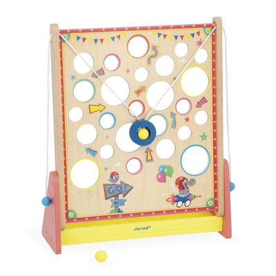 Janod - Traditional Vertical Skill Game - Labyrinth Ball Course - Fairground Party Decor - Develops Motor Skills, Agility and Patience - FSC Wooden Toy - From 5 Years - J03369