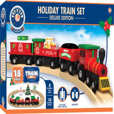 MasterPieces Wood Train Sets - Lionel 18 Piece Holiday Train Set