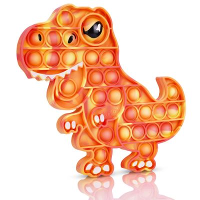 NiToy Dinosaur Pop Fidget Toy for Travel, Home, Classroom, Kids & Adults Silicone Stress Relief Sensory Game, Dual-Sided Educational Bubble Toy for Fine Motor Skills, Focus, Anxiety Reduction (Orange)