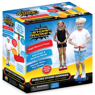 Dueling Stomp Hopper Kids Easter Basket Stuffers - Jump, Bounce & Squeak Foam POGO Jumper for Kids - Toddler Pogo Stick with Soft Grips & Stretchy Bands - STEM Indoor & Outdoor Toys for 3-5 Year Olds