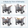 ZTDM Wagon Stroller for 4 Kids, All-Terrain Wagon for Toddler with Canopy, Parent Organizer, Shoulder Bag, Adjustable Handlebar, Phone Holder, High Seat & 5 Point Harness, Ultimate Quad (Gray) view 2