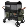 ZTDM Wagon Stroller for 4 Kids, All-Terrain Wagon for Toddler with Canopy, Parent Organizer, Shoulder Bag, Adjustable Handlebar, Phone Holder, High Seat & 5 Point Harness, Ultimate Quad (Green) view 1