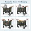 ZTDM Wagon Stroller for 4 Kids, All-Terrain Wagon for Toddler with Canopy, Parent Organizer, Shoulder Bag, Adjustable Handlebar, Phone Holder, High Seat & 5 Point Harness, Ultimate Quad (Green) view 2