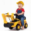 HONEY JOY Ride On Excavator, Ride On Push Car for Toddlers, Outdoor Digging Scooper w/Working Shovel, Storage, Ride on Construction Vehicle for Kids, No Power Ride On Toy for Boys Girls, Yellow view 1