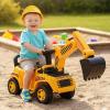 HONEY JOY Ride On Excavator, Ride On Push Car for Toddlers, Outdoor Digging Scooper w/Working Shovel, Storage, Ride on Construction Vehicle for Kids, No Power Ride On Toy for Boys Girls, Yellow view 2