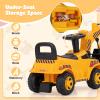 HONEY JOY Ride On Excavator, Ride On Push Car for Toddlers, Outdoor Digging Scooper w/Working Shovel, Storage, Ride on Construction Vehicle for Kids, No Power Ride On Toy for Boys Girls, Yellow view 3