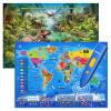 Bilingual Interactive Kids Talking World Map & Dinosaur Poster for Kids Learning and Educational Toys, Talking Educational Toys for 3 to 12 Years Old Girls/Boys, Preschool Learning Chart view 1