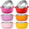 Nuogo 6 Pcs Stainless Steel Baby Bowls with Removable Silicone Shell 304 Toddler Bowls Kids Anti Scald Snack Container for Food Feeding, Dishwasher Safe(Red Series Color,Suction-a) view 1