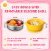 Nuogo 6 Pcs Stainless Steel Baby Bowls with Removable Silicone Shell 304 Toddler Bowls Kids Anti Scald Snack Container for Food Feeding, Dishwasher Safe(Red Series Color,Suction-a) view 4