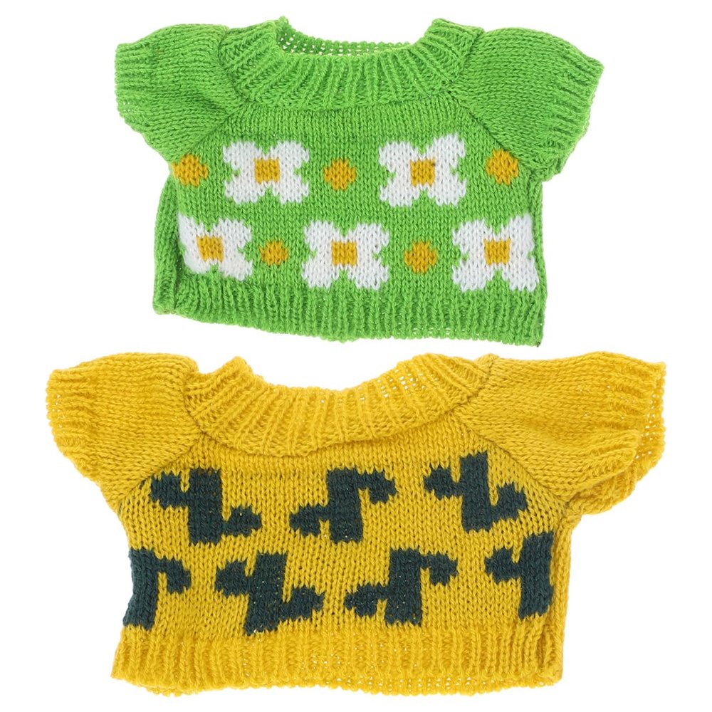 Vaguelly 2Pcs Bear Clothes Sweaters for Stuffed Animals Soft Plush Doll Clothing Replacement Outfit Fits 12 Inch Bears Toy Accessories