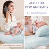 AMASKY Breast Feeding Pillows for Mom, Soft Cover with Breathable Filling, Machine Washable, Cotton, Light Blue, Pallet of Product view 4